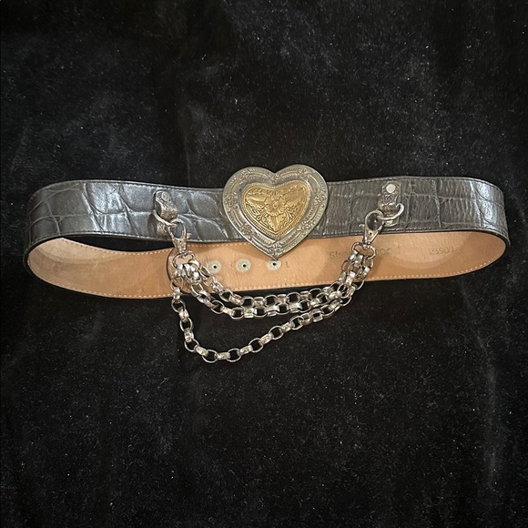 Streets Ahead Accessories - Streets Ahead Black Belt with Heart & Chain Front Size L